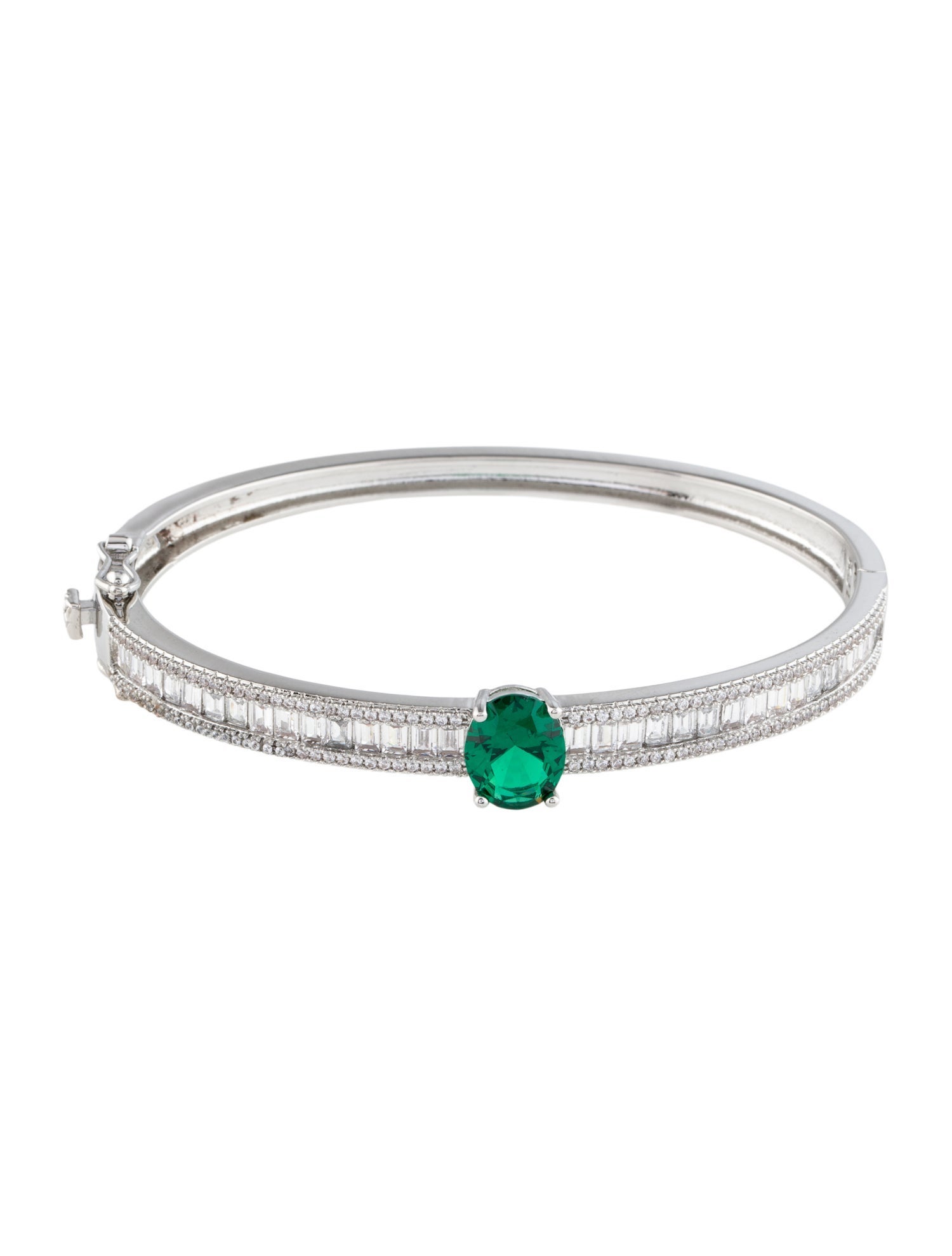 CZ by Kenneth Jay Lane Cubic Zirconia Hinged Bangle Bracelet