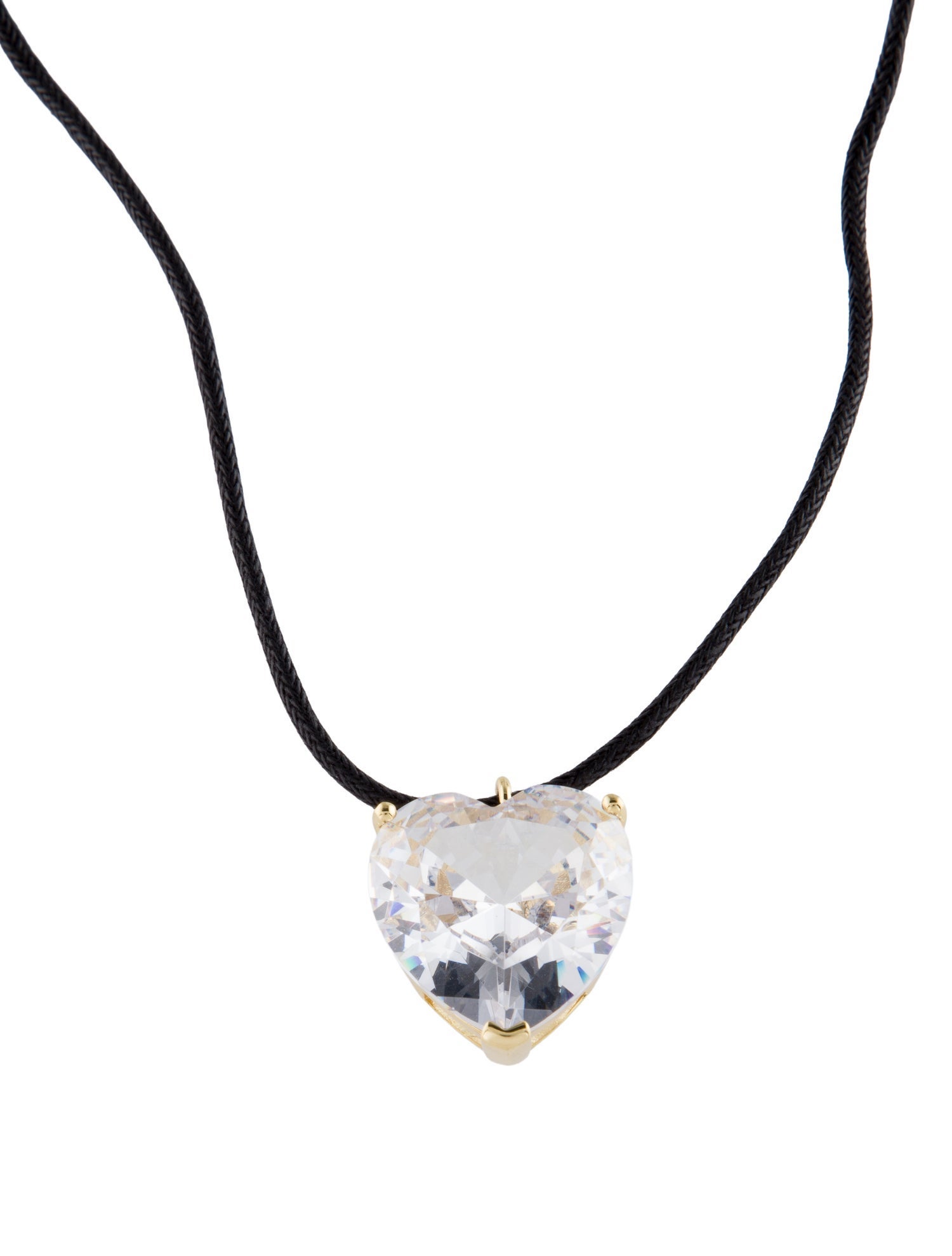 CZ by Kenneth Jay Lane Cubic Zirconia Heart Pendant Cord Necklace