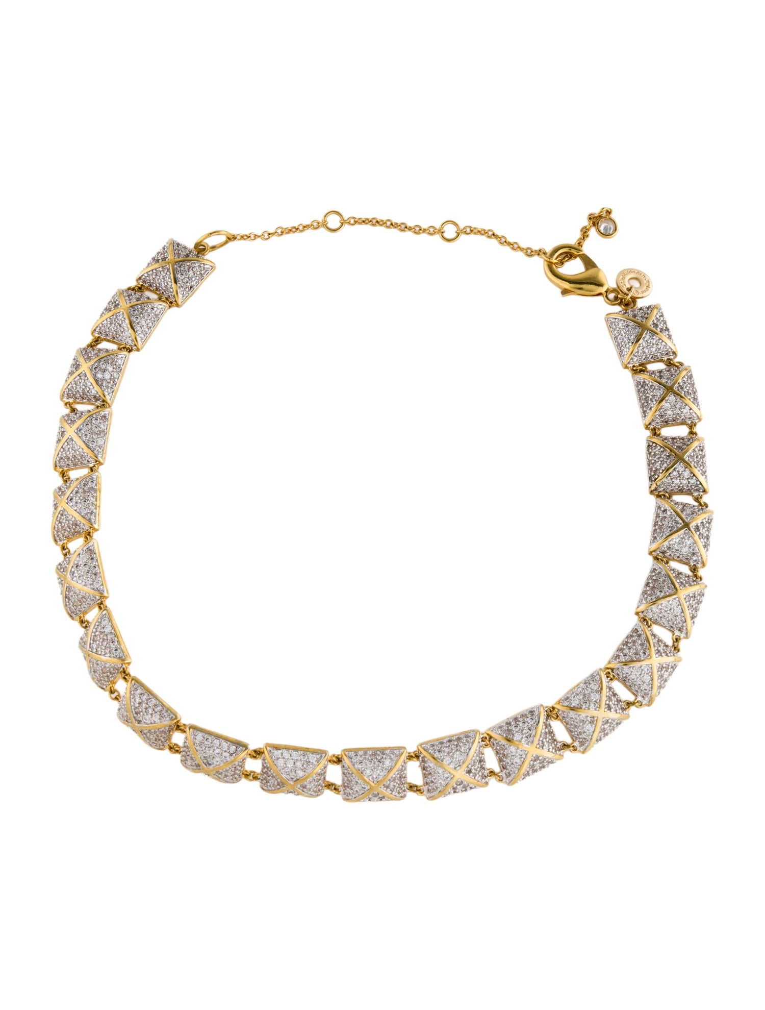 CZ by Kenneth Jay Lane Cubic Zirconia Pavé Pyramid Collar Necklace