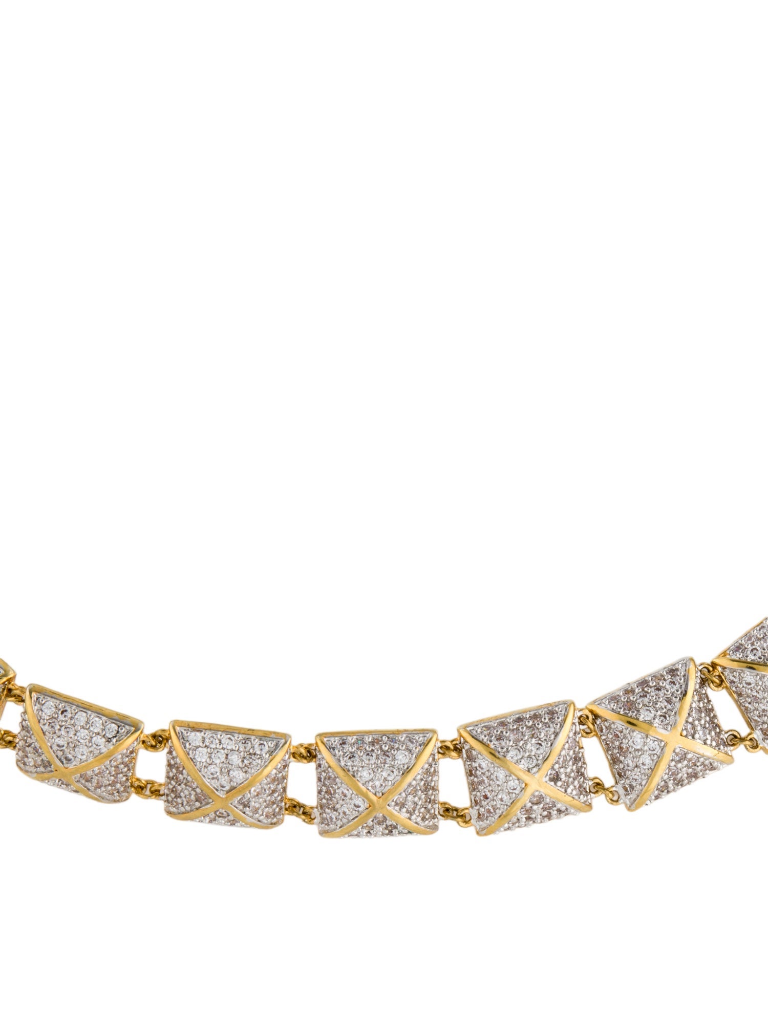 CZ by Kenneth Jay Lane Cubic Zirconia Pavé Pyramid Collar Necklace