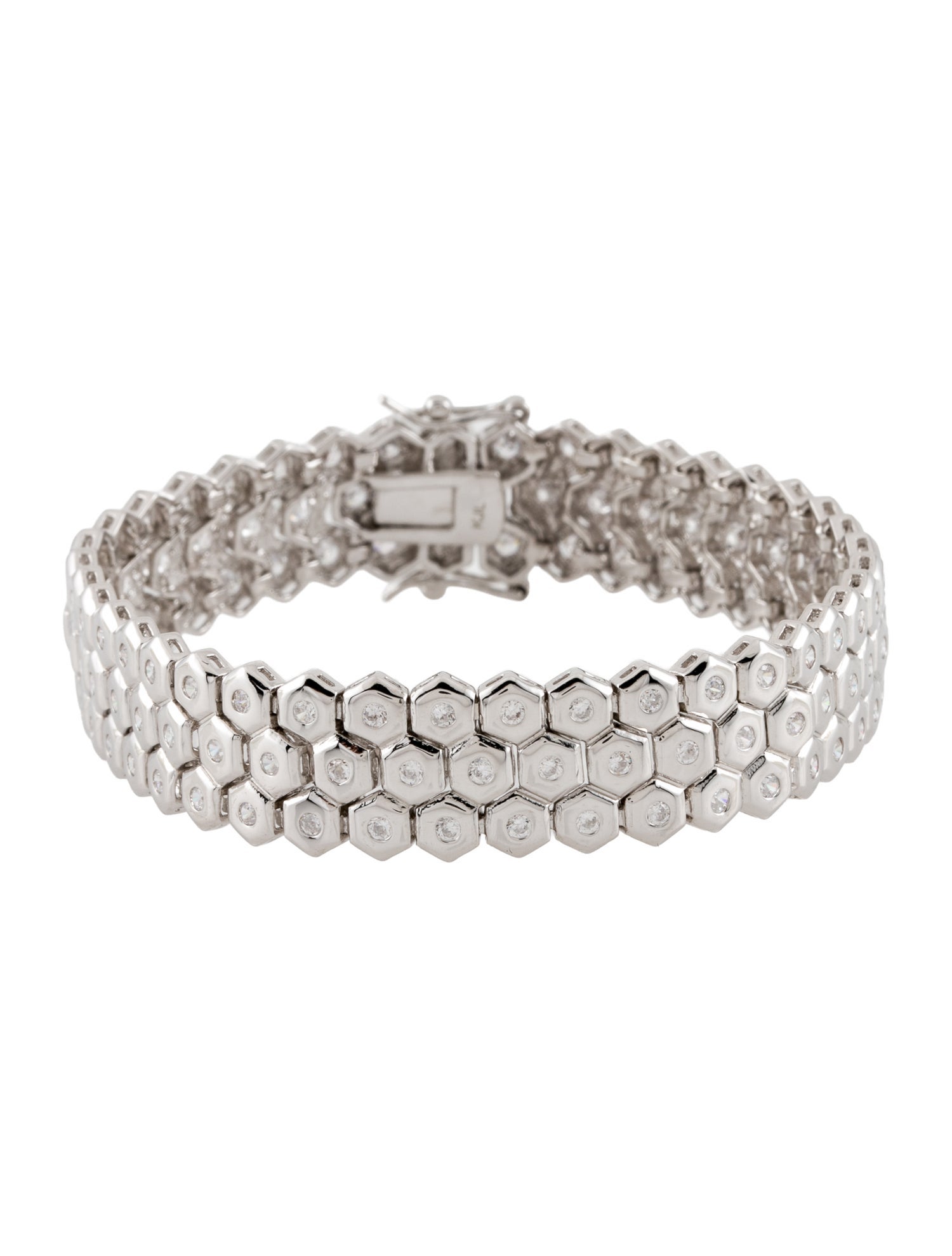 CZ by Kenneth Jay Lane Crystal Round Triple Row Bezel Set Bracelet