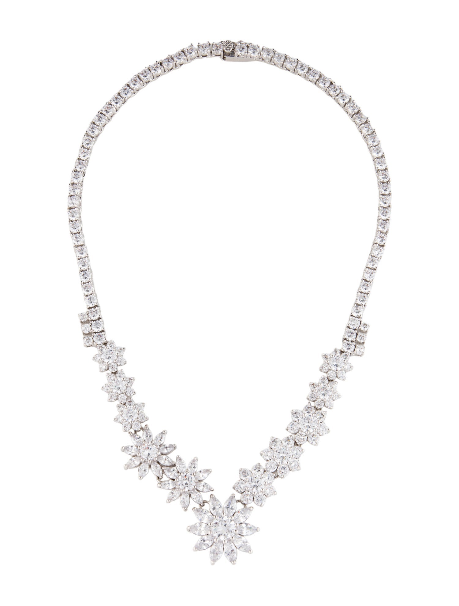 CZ by Kenneth Jay Lane CZ Flower Collar Necklace