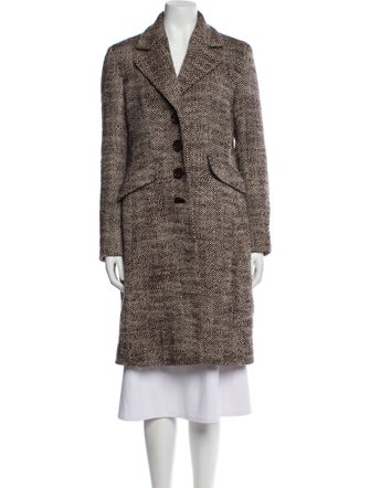 Cinzia Rocca Wool Tweed Pattern Faux Fur Coat
