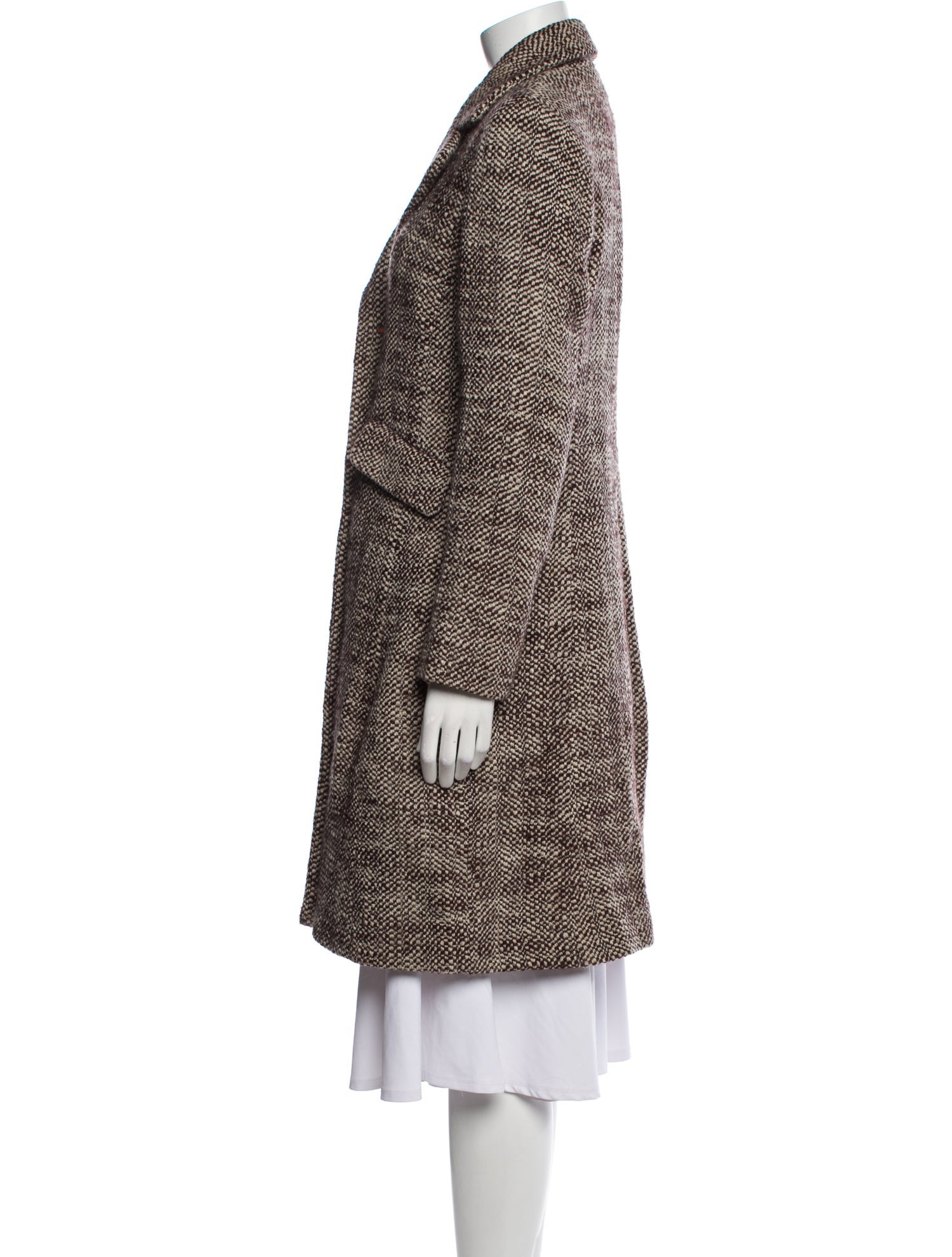Cinzia Rocca Wool Tweed Pattern Faux Fur Coat