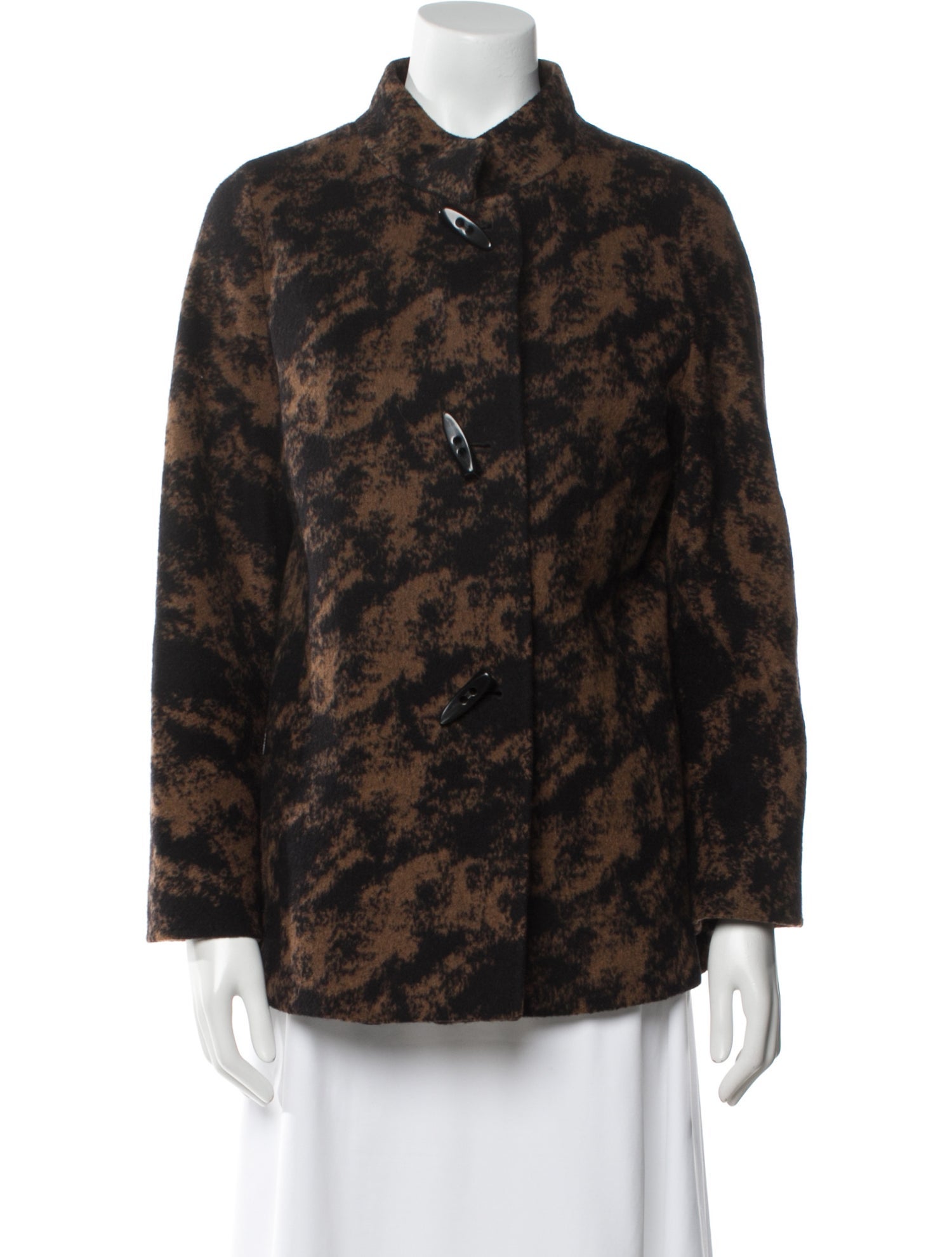 Cinzia Rocca Wool Printed Faux Fur Jacket