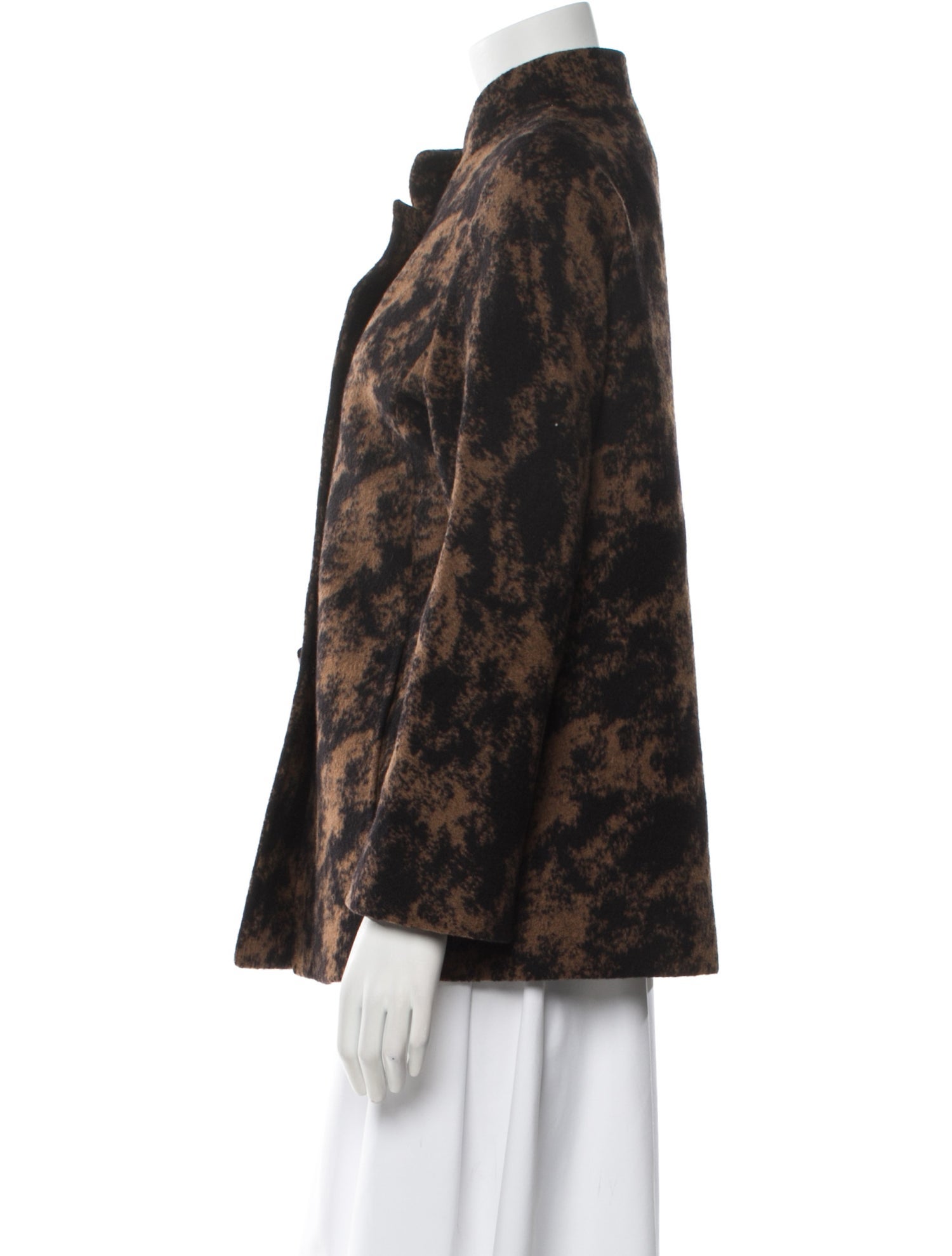 Cinzia Rocca Wool Printed Faux Fur Jacket
