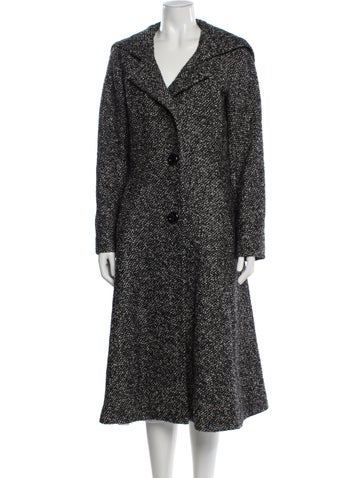Pre-owned Cinzia Rocca Virgin Wool Tweed Pattern Coat In White