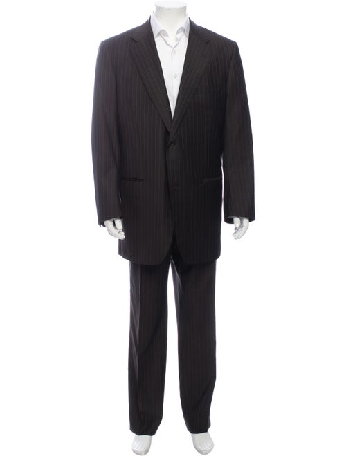 David August Striped Two-Piece Suit Brown