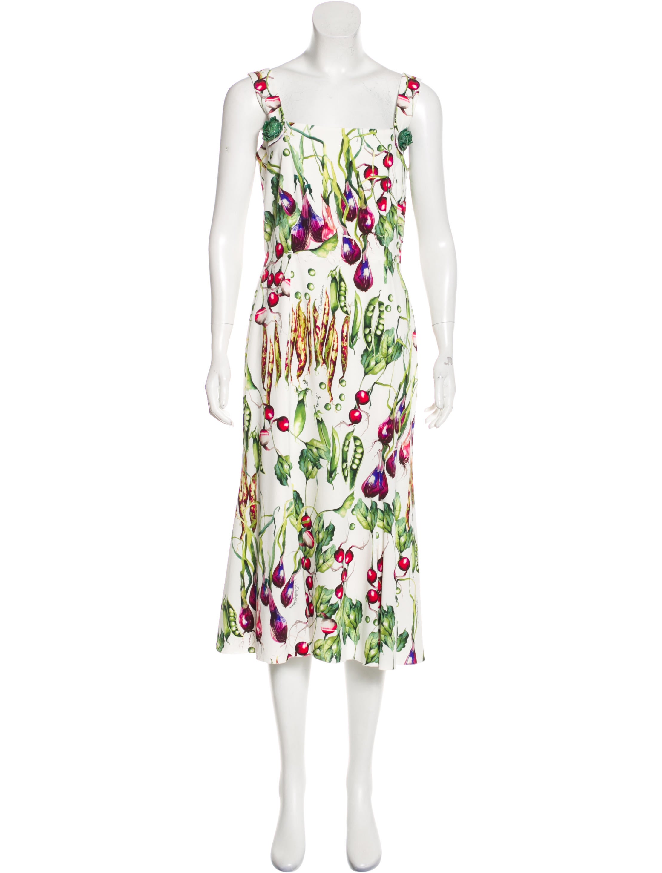 Dolce & Gabbana 2018 Vegetable Print Midi Dress - White