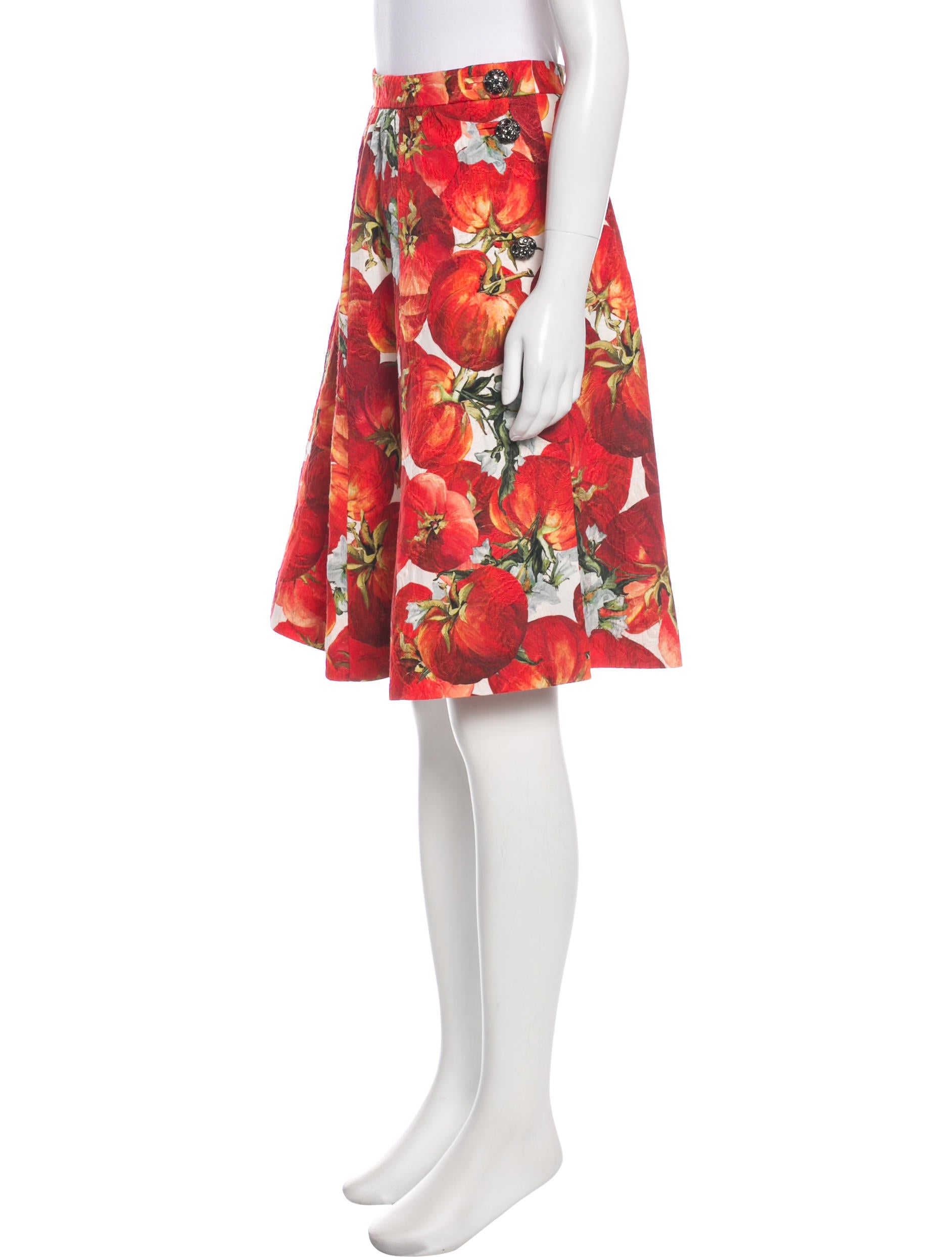 Dolce & Gabbana ドット スカート レッド DOLCE & GABBANA Graphic Print Full Cotton Skirt in Red Size
