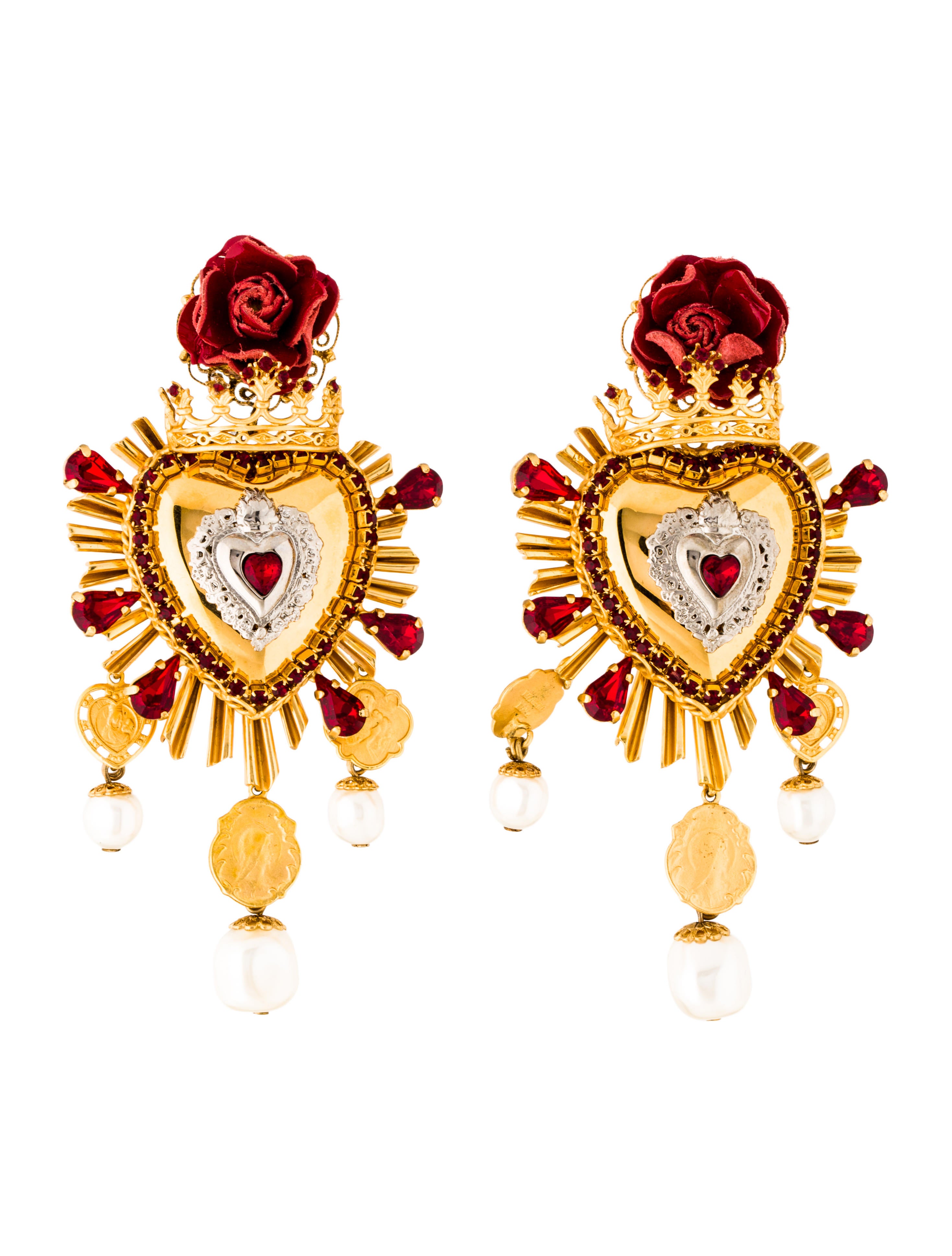 Dolce & Gabbana Sacro Cuore Crowned Heart Drop Earrings Earrings