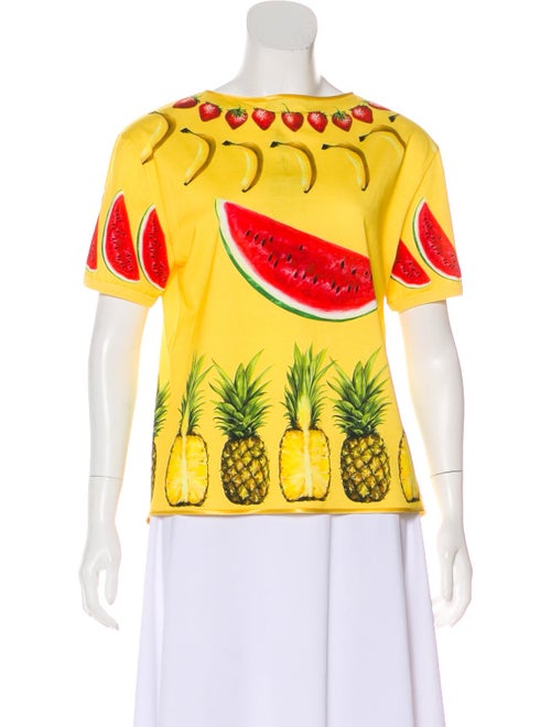 Dolce & Gabbana Cut-Out Fruit Print Top Yellow