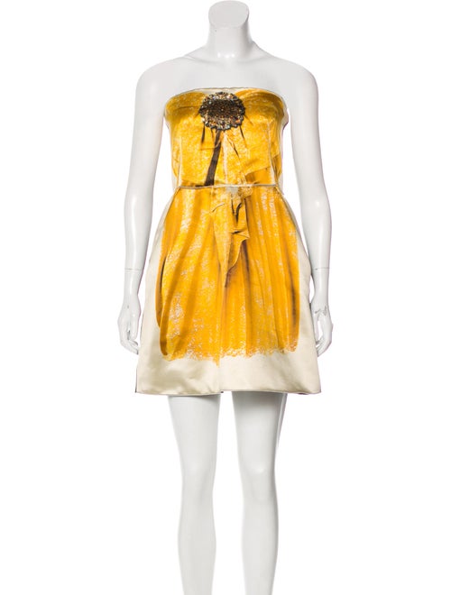 Dolce & Gabbana Printed Cocktail Dress Yellow