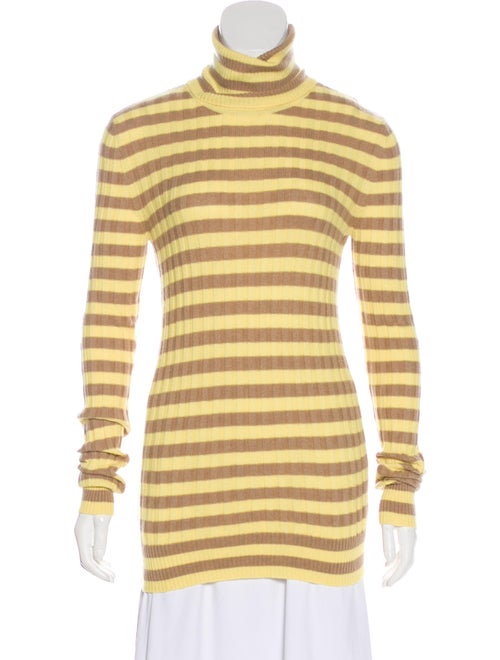 Dolce & Gabbana Striped Turtleneck Sweater Yellow
