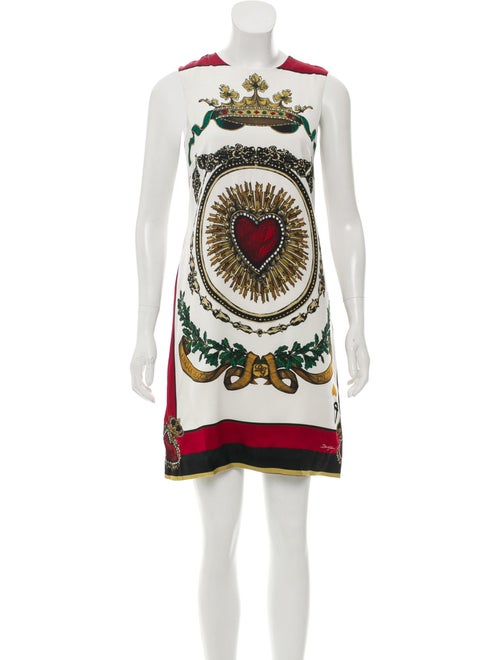 Dolce & Gabbana Heart Print Silk Dress White