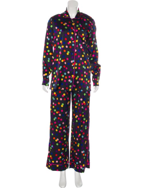 Dolce & Gabbana Polka Dot Silk Pajama Set Black