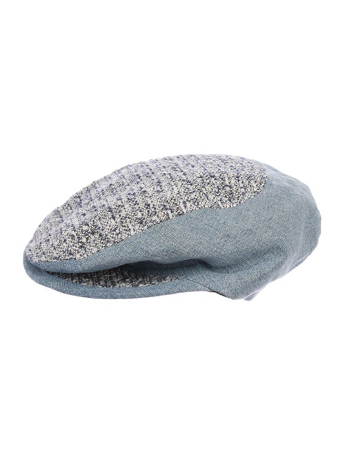 Dolce & Gabbana Tweed-Denim Newsboy Hat White