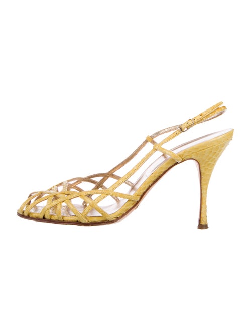 Dolce & Gabbana Snakeskin Slingback Sandals Yellow
