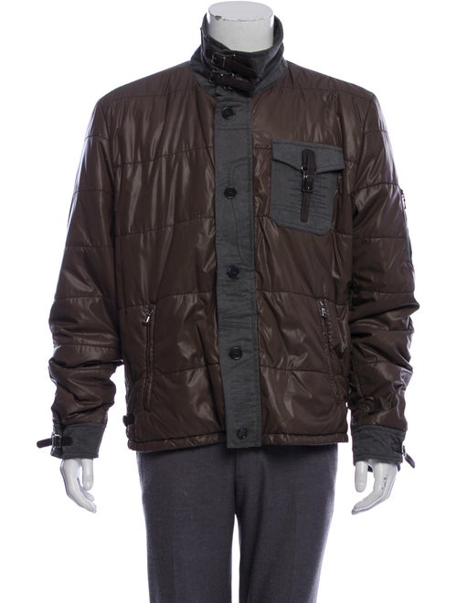 Dolce & Gabbana Leather-Trimmed Puffer Jacket oliv