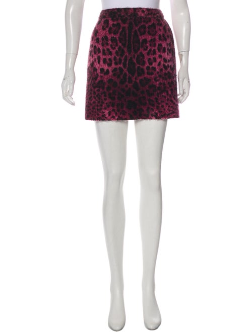 Dolce & Gabbana Leopard Print Mohair Skirt Plum
