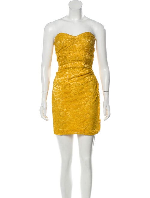 Dolce & Gabbana Strapless Mini Dress Yellow