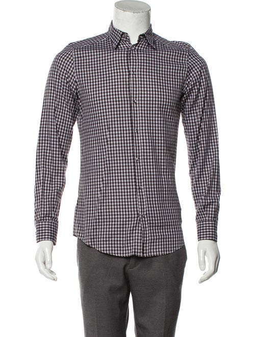 Dolce & Gabbana Checkered Button-Up Shirt plum