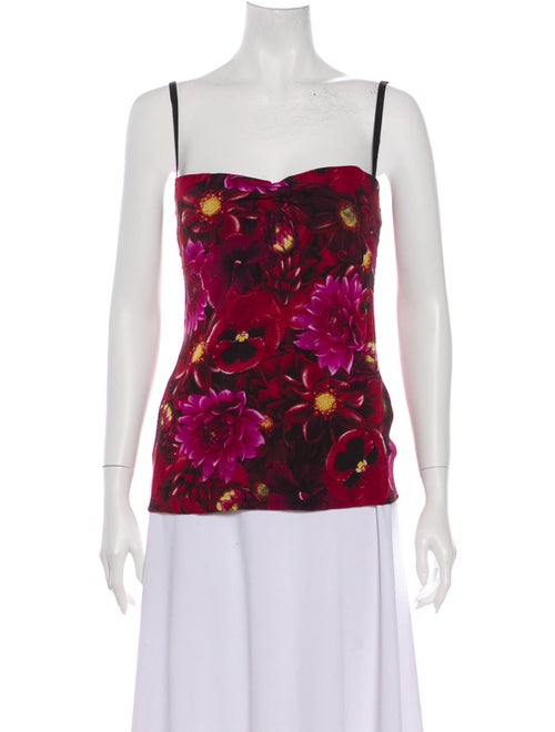 Dolce & Gabbana Silk Floral Print Top Red