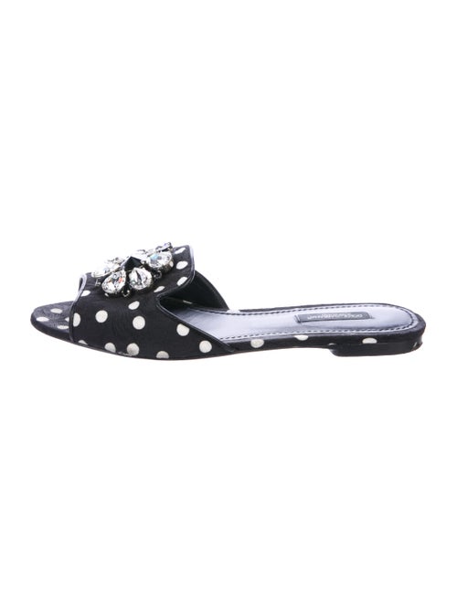 Dolce & Gabbana Polka Dot Print Slides Black