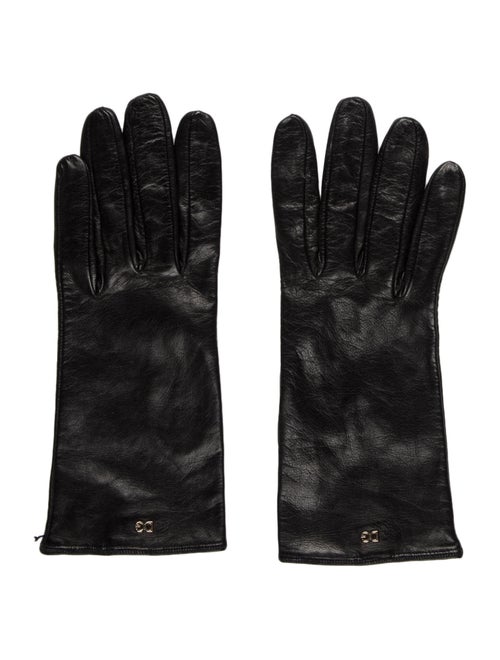 Dolce & Gabbana Logo Leather Gloves Black