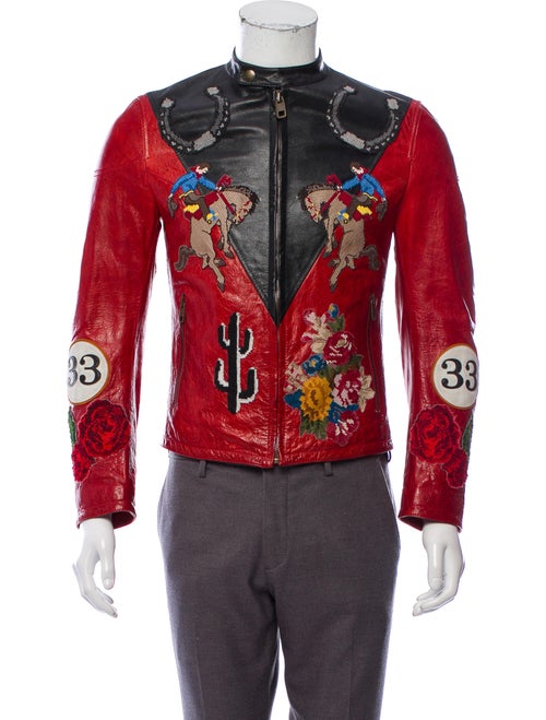 Dolce & Gabbana Leather Racing Jacket red