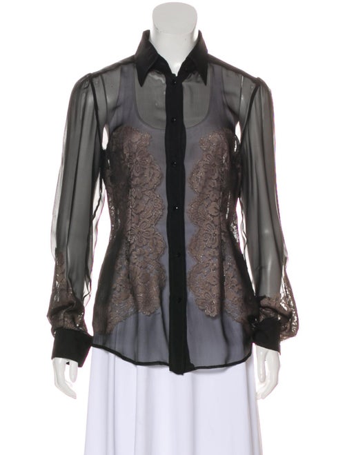 Dolce & Gabbana Sheer Button-Up Blouse Black