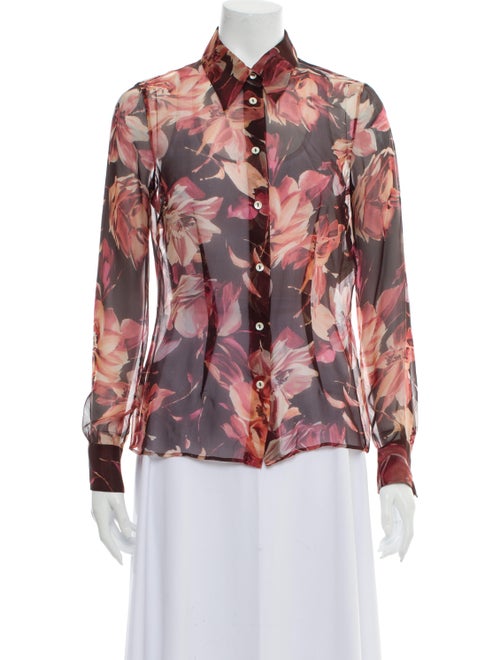 Dolce & Gabbana Silk Floral Print Button-Up Top Pu