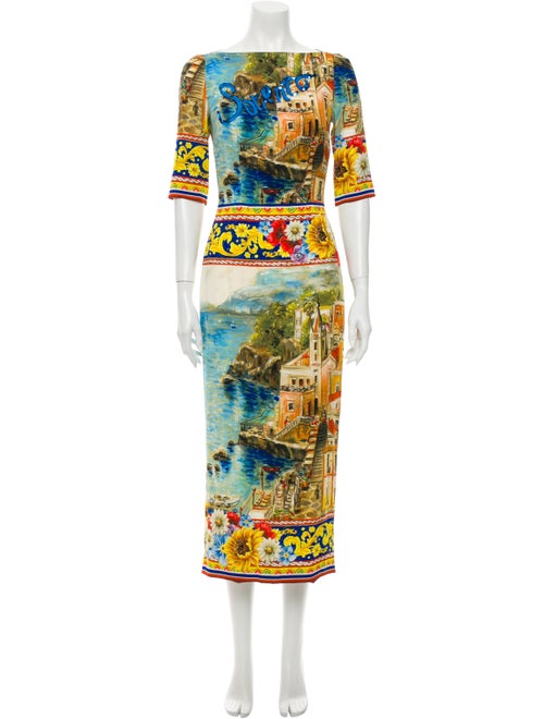 Dolce & Gabbana Silk Long Dress Yellow