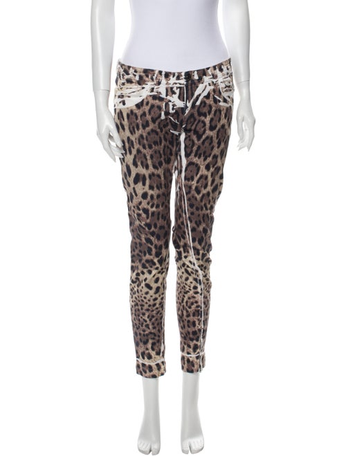 Dolce & Gabbana Animal Print Skinny Leg Pants Brow