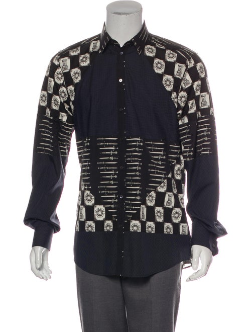 Dolce & Gabbana Brocade Button-Up Shirt black