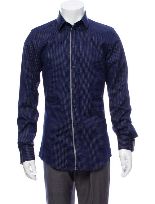 Dolce & Gabbana Polka Dot Jacquard Shirt navy