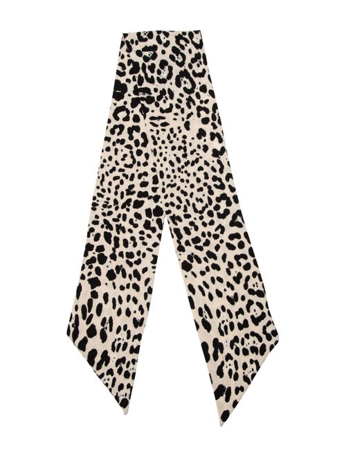 Dolce & Gabbana Cheetah Knit Scarf Beige