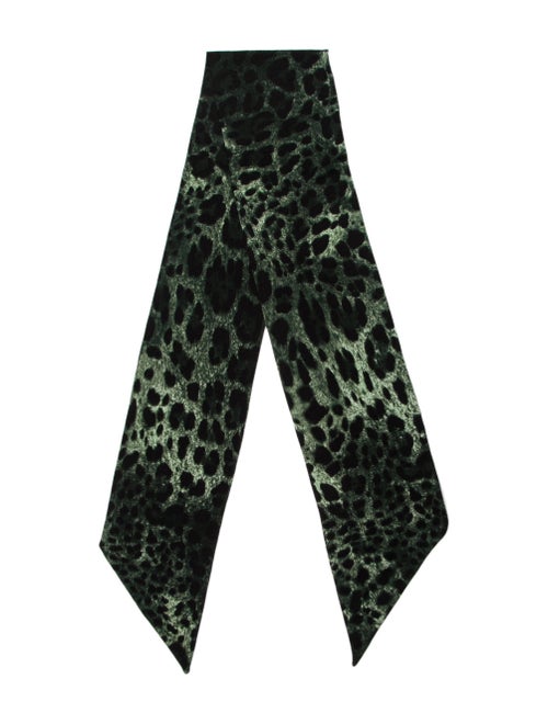 Dolce & Gabbana Leopard Knit Scarf green