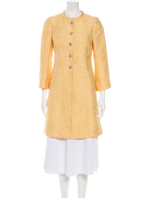 Dolce & Gabbana Floral Print Coat Yellow