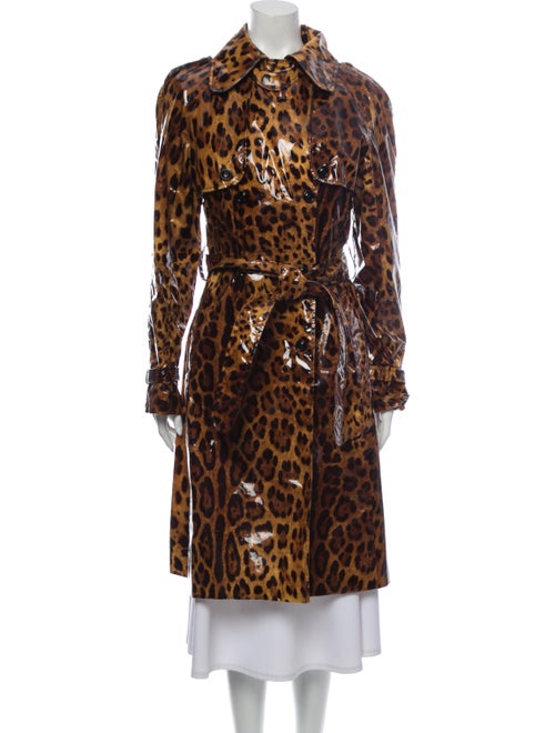 Dolce & Gabbana Silk Animal Print Trench Coat
