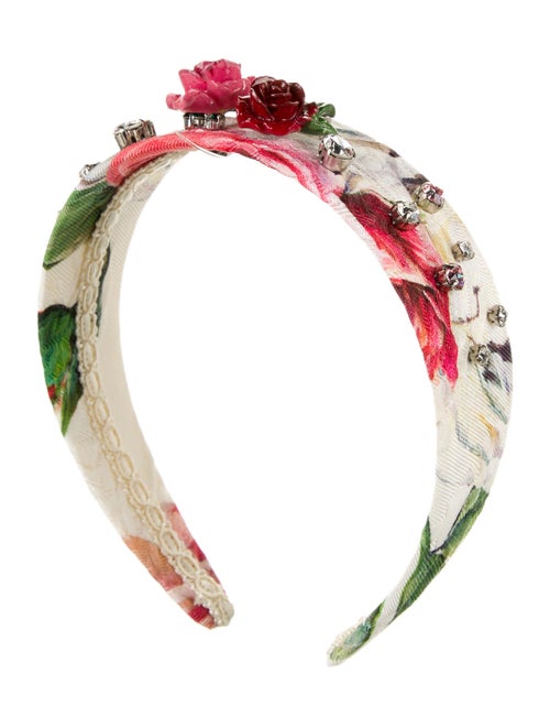 Dolce & Gabbana Floral Crystal Headband White