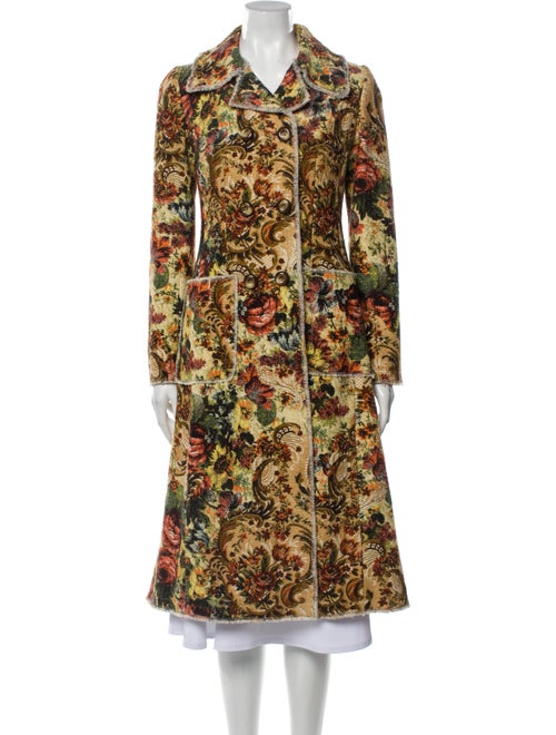 Dolce & Gabbana Floral Print Coat Yellow
