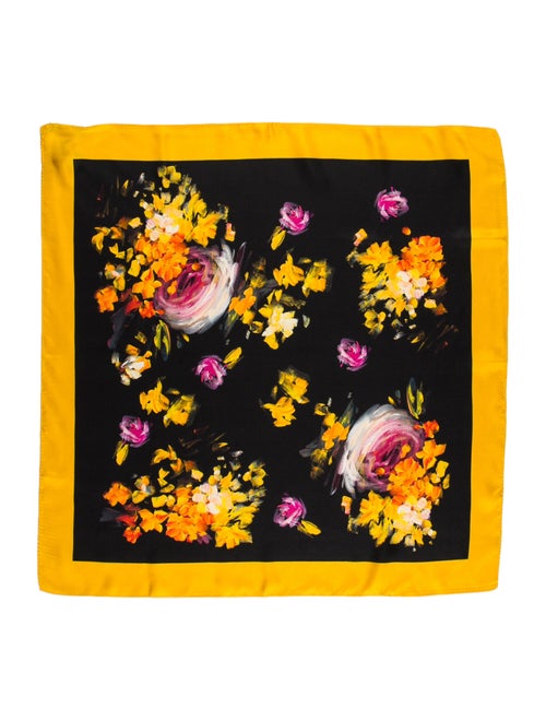 Dolce & Gabbana Silk Floral Scarf Black