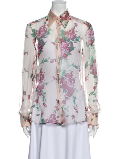 Dolce & Gabbana Silk Floral Print Button-Up Top Pi