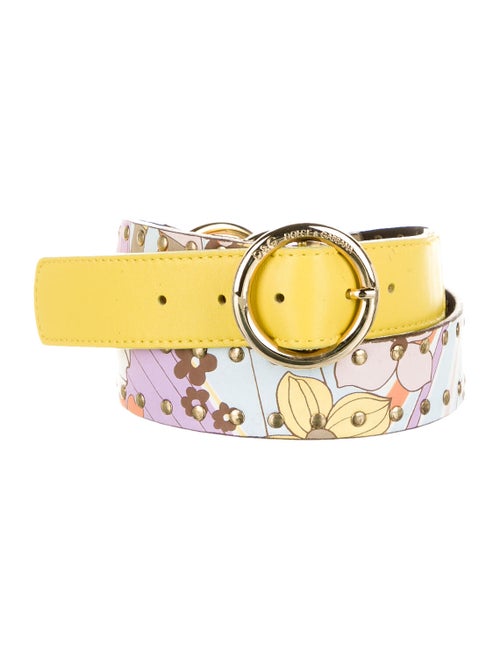 Dolce & Gabbana Floral Leather Hip Belt Yellow