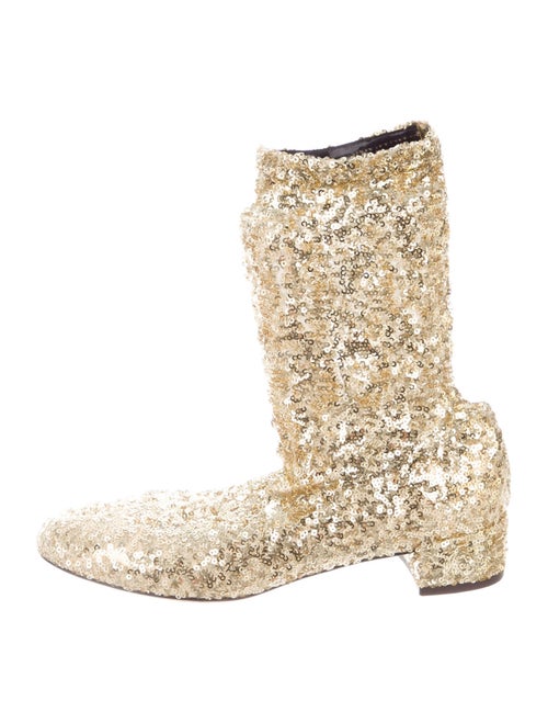 Dolce & Gabbana Sequin Embellishments Boots Gold