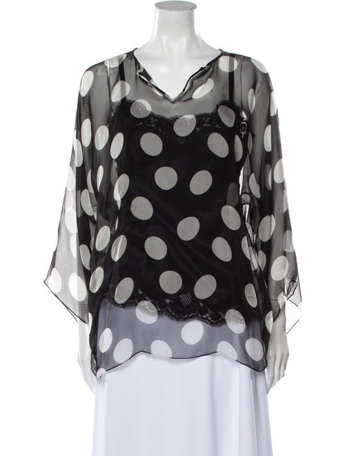 Dolce & Gabbana Silk Polka Dot Print Blouse Black
