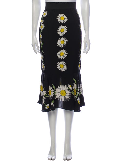 Dolce & Gabbana Silk Midi Length Skirt Black