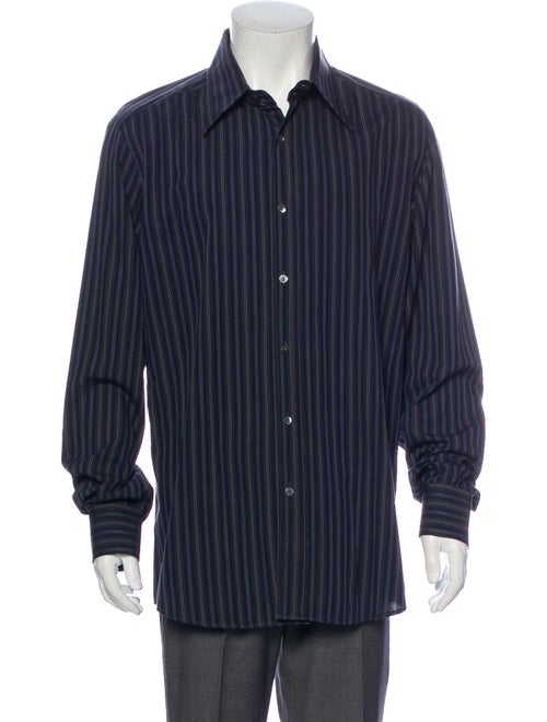 Dolce & Gabbana Striped Long Sleeve Dress Shirt Bl