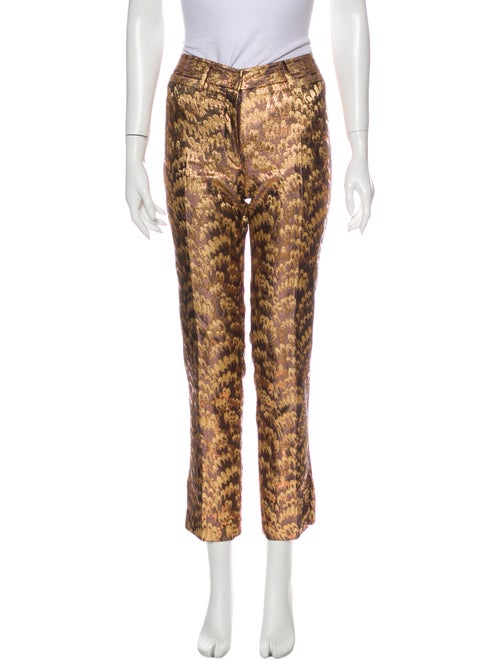 Dolce & Gabbana Printed Straight Leg Pants Gold
